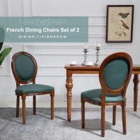 Nrizc French Dining Chairs Set Of 2 Farmhouse Dining Room Chairs With Round Back Solid Walnut Wood Legs Oval Side Chairs For