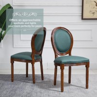 Nrizc French Dining Chairs Set Of 2 Farmhouse Dining Room Chairs With Round Back Solid Walnut Wood Legs Oval Side Chairs For