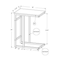 Monarch Specialties 2173 Accent Table, C-Shaped, End, Side, Snack, Living Room, Bedroom, Metal, Laminate, White Marble Look, Black, Contemporary, Modern Table-24, 18