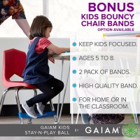 Gaiam Kids Stay-N-Play Ball Children'S Balance Ball Chair With Chair Bands - Flexible School Active Classroom Desk Alternative Seating With Chair Fidget Band - Built-In Stability Legs - 45Cm, Blue