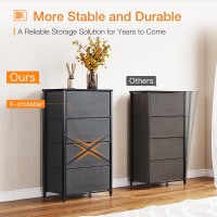 Odk Dresser For Bedroom With 4 Storage Drawers Small Dresser Chest Of Drawers Fabric Dresser With Sturdy Steel Frame Dresser F