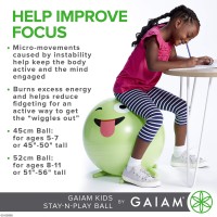 Gaiam Kids Stay-N-Play Ball Children'S Balance Ball Chair With Chair Bands - Flexible School Active Classroom Desk Alternative Seating With Chair Fidget Band - Built-In Stability Legs - 52Cm, Orange