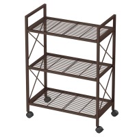 Songmics 3Tier Metal Storage Rack With Wheels Mesh Shelving Unit With X Side Frames 236Inch Width For Entryway Kitchen L