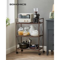 Songmics 3Tier Metal Storage Rack With Wheels Mesh Shelving Unit With X Side Frames 236Inch Width For Entryway Kitchen L