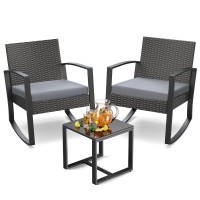 Noelse 3 Piece Wicker Patio Furniture Set Outdoor Rocking Chairs Outdoor Furniture With Table Cushions Patio Chairs Balcony