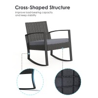 Noelse 3 Piece Wicker Patio Furniture Set Outdoor Rocking Chairs Outdoor Furniture With Table Cushions Patio Chairs Balcony