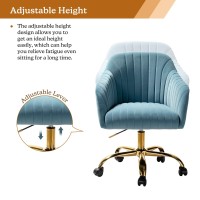 Hulala Home Velvet Home Office Desk Chair Modern Cute Computer Task Chair Wheels Swivel Height Adjustable Upholstered Vanity C