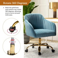 Hulala Home Velvet Home Office Desk Chair Modern Cute Computer Task Chair Wheels Swivel Height Adjustable Upholstered Vanity C