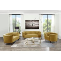 AcME Millephri Loveseat in Olive Yellow Velvet LV00164(D0102H7JLST)