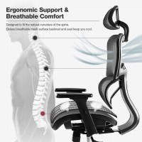 Afo Ergonomic Office Headrests And 3D Armrests Lumbar Support, High Back Executive Chairs Adjustable Rolling, Tilt Function, 28.1D X 26.5W X 48.03H Inch, Dark Black