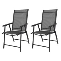 Vingli Upgraded Version Set Of 2 Folding Chairs With Arms Portable Patio Chairs For Outdoor Indoor Sling Back Chairs For Law