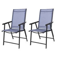 Vingli Upgraded Version Set Of 2 Folding Chairs With Arms Portable Patio Chairs For Outdoor Indoor Sling Back Chairs For Law