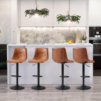 Tukailai 360 Swivel Bar Stools Set Of 4, Faux Suede Leather Upholstered Counter Height Adjustable Barstools, Breakfast Bar Chairs With Backrest, Footrest And Metal Base For Kitchen Island (Grey)