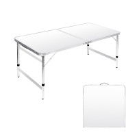 Moosinily Folding Camping Table 4 Ft Foldable Picnic Table Portable 3 Height Adjustable Aluminum Camp Table Outdoor For Card Bbq