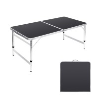 Moosinily Folding Camping Table 4 Ft Foldable Picnic Table Portable 3 Height Adjustable Aluminum Camp Table Outdoor For Card Bbq