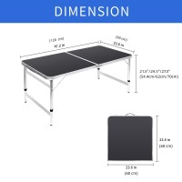 Moosinily Folding Camping Table 4 Ft Foldable Picnic Table Portable 3 Height Adjustable Aluminum Camp Table Outdoor For Card Bbq