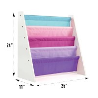 Humble Crew Whitepinkpurpleblue Kids Book Rack Storage Bookshelf 4 Tiers