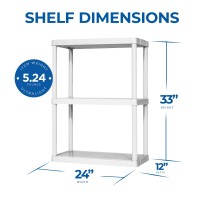 Gracious Living 3 Shelf Fixed Height Light Duty Storage Unit 12 X 24 X 33 Organizer System For Home Garage Basement Laundry