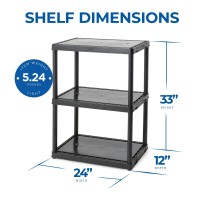 Gracious Living 3 Shelf Fixed Height Light Duty Storage Unit 12 X 24 X 33 Organizer System For Home Garage Basement Laundry