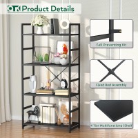 Otk 6 Tier Adjustable Bookshelf, Tall Bookcase, Office Shelf Storage Organizer, Modern Book Shelf For Living Room, Bedroom, And Home Office, Vintage