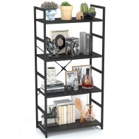 Otk 6 Tier Adjustable Bookshelf, Tall Bookcase, Office Shelf Storage Organizer, Modern Book Shelf For Living Room, Bedroom, And Home Office, Black