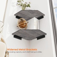 Homode Corner Shelf Wall Mount Set Of 2 Corner Floating Shelves With Cord Hole For Tv Cable Box Wood Hanging Storage Shelf Or