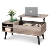 Wlive Lift Top Coffee Table With Storage For Living Room Small Hidden Compartment And Adjustable Shelf Mid Century Modern Wood