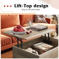 Wlive Lift Top Coffee Table With Storage For Living Room Small Hidden Compartment And Adjustable Shelf Mid Century Modern Wood