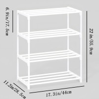 4Tier Small Shoe Rack Metal Stackable Kids Shoe Shelf Storage Zapateras Organizer Narrow Shoe Rack Sturdy For Closet Hallway E