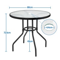 Costoffs Garden Dining Table Outdoor Round Table Patio Coffee Table With Umbrella Hole 80Cm X 80Cm X 72.5Cm