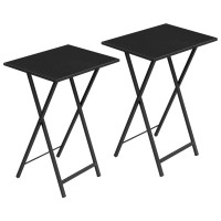 Hoobro Folding Tv Tray Tables Set Of 2 Side Tables For Small Space Industrial Snack Tables For Eating At Couch Stable Metal F