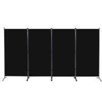 Chosenm 4 Panel Folding Privacy Screens, 6 Ft Tall Wall Divider With Metal Frame, Freestanding Room Divider For Office Bedroom Study (4 Panel, Black)
