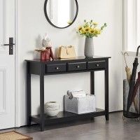 Yaheetech Console Table With 3 Drawers, Wood Entryway Table With Storage Shelf, Sofa Table Narrow Long For Living Room, Entryway, Hallway, Foyer, Black