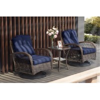 Sha Cerlin 3 Pieces Patio Furniture Set Outdoor Swivel Glider Rocker Wicker Patio Bistro Set With Rocking Chair Cushions And