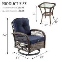 Sha Cerlin 3 Pieces Patio Furniture Set Outdoor Swivel Glider Rocker Wicker Patio Bistro Set With Rocking Chair Cushions And