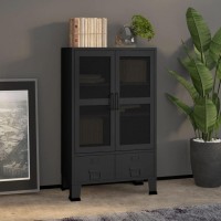 Vidaxl Industrial Storage Chest With Adjustable Shelves & Drawers - Urban Industrial Style, Durable Metal, Ample Storage, Black