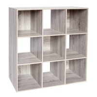 Pachira Us 9-Cube Storage Organizer Bookshelf System, Unit Shelf, Closet Cabinet, Storage Cubes Organizer Shelves In Living Room, Bedroom, Study, Oak Grey