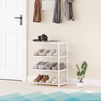 Hockmez 4Tier Small Shoe Rack Stackable Shoe Shelf Storage Organizer For Entryway Hallway Closet Bathroom Living Room 1White