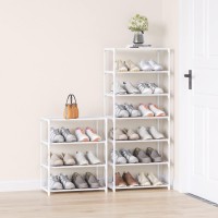 Hockmez 4Tier Small Shoe Rack Stackable Shoe Shelf Storage Organizer For Entryway Hallway Closet Bathroom Living Room 1White