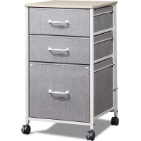 Devaise Mobile File Cabinet, Rolling Printer Stand With 3 Drawers, Fabric Vertical Filing Cabinet Fits A4 Or Letter Size For Home Office, Light?Grey