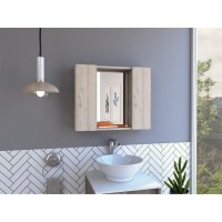 Tuhome Artemisa Medicine Cabinet Twodoor Cabinet Mirror One External Shelflight Grey For Bathroom