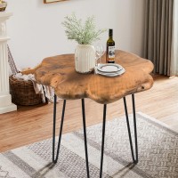 HOEGMST 19.5 Inch Live Edge Side Table, Wood Freeform Small End Table with Waterproof, Rustic Accent Table Unique for Living Room, Bedroom, Home