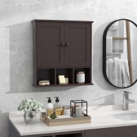 Taohfe Medicine Cabinets Bathroom Wall Cabinet With 2 Door Adjustable Shelves Over The Toilet Storage Cabinet Brown Bathroom Cab