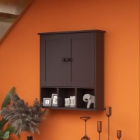 Taohfe Medicine Cabinets Bathroom Wall Cabinet With 2 Door Adjustable Shelves Over The Toilet Storage Cabinet Brown Bathroom Cab