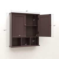 Taohfe Medicine Cabinets Bathroom Wall Cabinet With 2 Door Adjustable Shelves Over The Toilet Storage Cabinet Brown Bathroom Cab