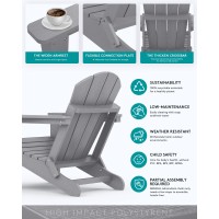 Serwall Hips Polystyrene Classic Adirondack Chair Light Gray Foldable Weather Resistant 380 Lbs Load Capacity Outdoor Pati