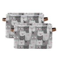 Cute Cats Storage Basket Fabric Storage Bin Laundry Baskets, Funny Cat Kitty Foldable Storage Boxes Organizer Bag For Baby Cloth Dog Toy Book Storage Cubes Shelf Closet Basket 16