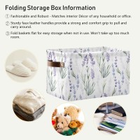 Lavender Flowers Storage Basket Fabric Storage Bin Laundry Baskets, Leaves Green Purple Foldable Storage Boxes Organizer Bag For Baby Cloth Dog Toy Book Storage Cubes Shelf Closet Basket 16