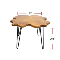 Home Soft Things Cedar Roots Four-Leaf Clover Pattern Rustic Coffee End Table, 27