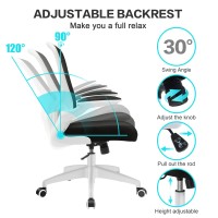 Felixking Office Chair, Ergonomic Desk Chair With Adjustable Height, Swivel Computer Mesh Chair With Lumbar Support And Flip-Up Arms, Backrest With Breathable Mesh (White)